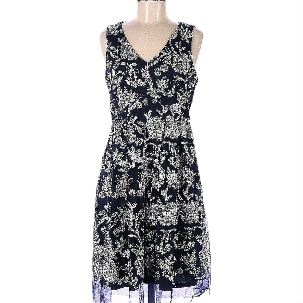 SD Collection Floral Embroidered Sequin Dress